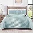 Exclusivo Mezcla Ultrasonic 2 Piece Twin Size Quilt Set with Pillow Sham, Lightweight Bedspread/ Coverlet/ Bed Cover - (Aqua Blue, 68"x 88")