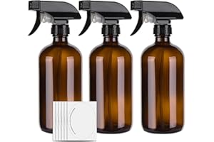 hmaimas 500ml Amber Empty Glass Spray Bottles for Cleaning, Mist Water Spray Bottle for Hair, Gardening and Essential Oils, Adjustable Trigger Sprayer with Spray Stream Settings, Set of 3
