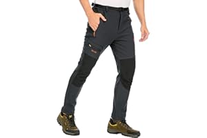 DAFENP Pantalones Trekking Hombre Impermeables Pantalones de Trabajo Termicos Montaña Senderismo Esqui Snowboard Invierno Polar Forrado Aire Libre