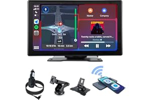 plimpton Carplay Wireless Android Auto Autoradio, 9 Pollici HD IPS Touchscreen Navigatore, Schermo per Auto con Assistente Vocale, Navigazione GPS, Mirror Link, BT, AUX, L2