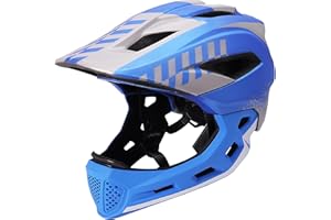 Joyyko Fahrradhelm Kinder 2-In-1 Integrated GrößEnverstellbar Fullface Abnehmbar Unisex 52-58cm Children's Helmet Fahrradhelm Mit Kinnschutz Kinder Geeignet FüR FahrräDer, Skateboards, Skaten