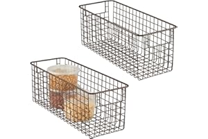 mDesign Set da 2 organizer – Portaoggetti multiuso – Cestino universale in metallo – Ottimo per il bagno, la cucina, il garage e la cameretta – bronzo