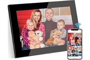 GSITUK 10 Zoll- WiFi elektronischer Bilderrahmen & 1920x1200 hochauflösendes IPS-Breitbild-Display - Kalender-/Uhrfunktion, Foto-/Video-Player mit Fernbedienung,Schwarz