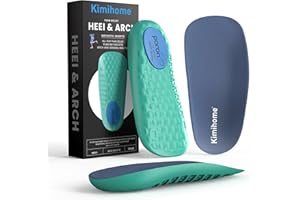 KIMIHOME Insolas para fascitis plantar - Cojines de copa para el talón 3/4 con soporte de arco para el dolor en el talón, alivio de la fascitis plantar y espolones calcáneos.