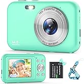 digital camera camera photo camera 44mp 1080p hd childrens camera with 16x digital zoom compact camera rechargeable camera with 1 battery camera for children teenagers beginners green