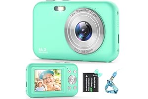 FLYFROST Fotocamera Digitale Compatta, 1080P 44MP Macchina Fotografica Digitale con Zoom Digitale 16X Flash e 1 Batterie, Questa Nuovo Ricaricabile Fotocamera per Bambini, Adulti, Principianti(Verde)