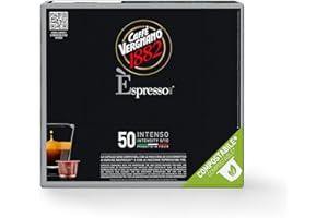 Caffè Vergnano 1882 Èspresso Nespresso kompatybilne z kompostowalne kapsułki kawy, Intenso (intensywne) – opakowanie zawiera 50 kapsułek