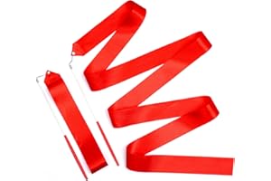 KINBOM 2pcs Rubans de Danse, 2m Long Rubans Danse Tourbillonnant Ruban de Gymnastique pour Enfant Danse Artistique Formation Fête, avec Baguette de Danseur de Ruban
