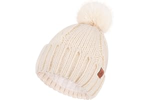 Bequemer Laden Gorro de Invierno Mujer con Pompon - Cable Grueso, Forro Fleece Caliente, Regalo Ideal para Mujer
