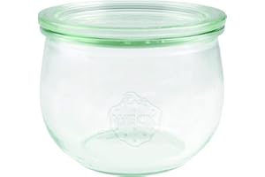 Weck - Barattolo in vetro sferico, 500 ml, con coperchio in vetro, per conserve, resistente al calore, adatto al microonde, adatto al forno, con bordo rotondo, 74, 6 pezzi
