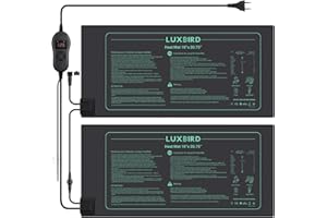 Luxbird Heizmatte mit Thermostat, 2 Heizmatten mit 1 Controller, Zimmergewächshaus Wärmematte 30 Watt, Eins-zu-viele-Steuerung, IP67 Wasserdicht, Größe der Matte 52.7x25.4cm