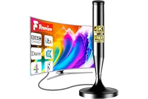 BSPHEREX Indoor TV Aerial Long Range 2025 – Digital Freeview HD Aerial with 360° Reception & Magnetic Base, Supports 4K/1080P, Easy Setup for Smart & Older TVs, 5m Coaxial Cable, Free Local Channels