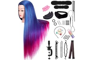 Testina Parrucchiere Capelli, Vibury 66cm Teste studio per parrucchieri Manichino Cosmetologia Formazione Pratica Modello Capelli con Morsetto & DIY Hair Styling Tools