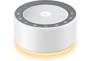 KIPCUSH Weißes Rauschgerät mit 30 High-Fidelity-Soundtracks, Sound-Maschine für Babys, Erwachsene, 7 Farben Nachtlichter, Voll-Touch-Tuch Gitter und Tasten, Timer- und Speicherfunktionen, Plug-in