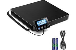 Plattformwaage, Drcowu 440lbs x 10g Digitale Paketwaage, Langlebige Alloy Stahlplattform, Schwerlastwaage für Pakete/Lager/Gepäck, Postwaage mit LCD/Hold/Tara Funktion,Batterien (Schwarz)