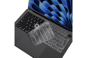 CaseBuy Premium Keyboard Cover for 2024 2023 MacBook Air 15.3 inch M2 M3 Chip A2941 A3114 & 2024-2022 Macbook Air 13.6 inch M2 M3 A2681 A3113 EU Layout Keyboard Protector -Clear
