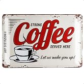 Nostalgic-Art 22249 USA &ndash; Strong Coffee Served HERE, metal levha 20 x 30 cm