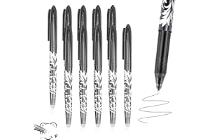XWLEYW 10 Erasable Pens Black, 0.7mm Rub Out Pens Ink Eraser Pen with Rubber on the End, Friction Pen Erasable Gel Ink Pens for Kids Adults, Smooth Writing School Stationery for Notes, Editing, Paperwork
