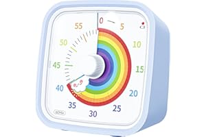 Yunbaoit Tęczowy zegar wizualny z etui ochronnym, 60-minutowy minutnik dla dzieci i dorosłych, ciche narzędzie do zarządzania czasem (jasnoniebieski)