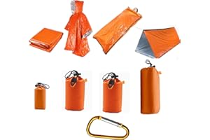 Ninth C 2 Person Emergency Tent with Blanket and Sleeping Bag for Hiking, Earthquake Prep, Camping (Orange)