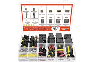 WiMas 622 Pièces Connecteur Electrique Étanche, Connecteurs Électriques Étanches pour Voiture 1/2/3/4/5/6 Broches Imperméable à l'eau Connecteurs pour Moto Scooter Camion Bateaux