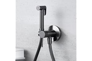 NOLUXA IMEX - Grifo Bidet para WC Empotrado | Ducha para Water con Agua Fria y Caliente | Ducha Higiénica para Inodoro con Rociador Bidet | Griferia Sustituto de Bidet | Serie Line | Color Black Gun Metal