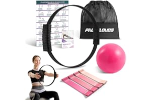 Paleclouds Pilates Ring Set, Pilates Essential Kit with Magic Circle, 4 Pilates bänder, Mini Ball, Training Poster & Tragbarer Tasche, Pilates Ring Übungen für Core-Training für Frauen