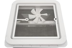 MINRS Lucarne de toit, fenêtre de toit, 42 x 42 cm, avec brise-vue et ventilateur, anti-moustique, respirante, pour caravane, camping-car, noir et blanc