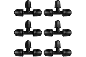 VooGenzek 6 Pezzi Raccordi per Irrigazione, Connettore Tubo a 3-Vie da Giardino per Tubo 13/16 mm a 8/12 mm, Connettori a T con Spinato Irrigazione a Goccia, per Prato, ​Giardin