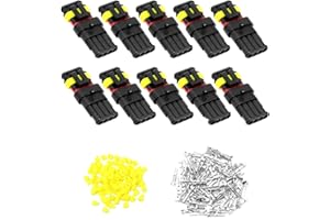 QWORK QWOR 10 Piezas Conector Electrico Impermeable, Conectores Electricos 4 Pines, Conectores Electricos Rapidos, Para Coche, Camión, Motocicleta