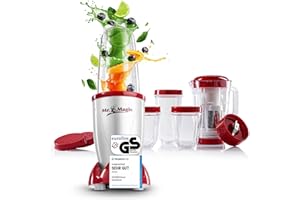 ‎GOURMETMAXX GOURMETmaxx Mr. Magic Mixer | Smoothie Maker mit XXL-Zubehörpaket | Standmixer 18-tlg. | Blender mit auslaufsicheren Frischhaltedeckeln | Food Processor für Shakes, Smoothies etc.