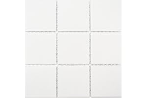 CONWIRE Mosaikfliese uni alt weiß rutschhemmend R10B Keramik rutschsicher trittsicher anti slip rutschfest Duschtasse Boden Küche Bad WC, Mosaikstein Format: 97x97x6 mm, Bogengröße: 300x300 mm, 10 Bögen