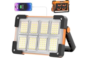 OHAYORI Faro LED Ricaricabile, Faretto a Batteria LED, Faretto LED Portatile USB, 4 Modalità Lampada da Campeggio a LED, Luce da Lavoro Dimmerabile Impermeabile per Cantiere, Pesca, Tenda, Emergenza