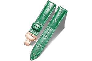 BINLUN Correa de Reloj de Cuero Correa de Piel Cocodrilo de Repuesto para Unisex con Hebilla de Despliegue Mariposa Plata/Oro/Oro Rosa 12mm 13mm 14mm 16mm 17mm 18mm 19mm 20mm 21mm 22mm 23mm 24mm