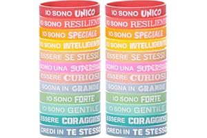 GEBETTER Braccialetti Silicone con Frasi Motivazionali Italiano, Bracciali Colorati Bambini, Gadget Regalini Fine Festa Compleanno Studenti Fine Anno Natale