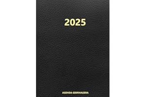 Agenda 2025 giornaliera: 1 pagina per giorno -formato grande- nera -12 mesi in italiano-rigida.