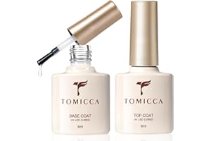 ‎TOMICCA TOMICCA Base Coat Top Coat Gel UV Set, Primer UV Nagellack Set, Soak Off Unterlack und Überlack fur Nail Art Design Nägel Maniküre Kit für Nagelstudio DIY Home 2 x 8ml