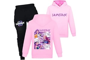 Duoxinbos KPOP Huntrix Tracksuit Girls Vintage Y2k Hoodies Huntr/X Hip Hop Streetwear Fashion Kids Long Sleeve & Pants Sets Rumi Mira Zoey Printed Sweatshirt Back to School