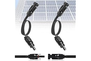 CEVIKNO Kabel solarny 6 mm², przedłużacz 30 cm, solarny kabel przedłużający, kabel miedziany, ocynowany, IP67 PV, wtyczka do panelu słonecznego, elektrowni balkonowej, akcesoria fotowoltaiczne, 2 sztuki