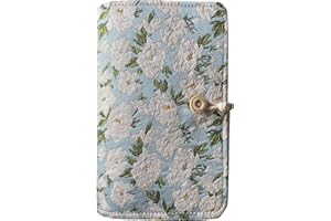 ipoul A6 Binder, Embroidered Flower Journal, Refillable, 6 Ring Binder, 5"x7" Journal Cover, B6 Sketchbook, Travel Diary for Girl, White Gardenia, Budget Binder, Planner Binder