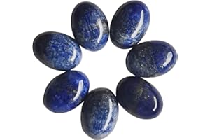 Manekieko 7 Pcs Natural Lapis Lazuli Oval Cabochons Flatback Crystal Stone Gemstones Beads for Jewelry Making DIY,18x13mm
