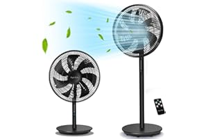 Taylor Swoden ventilatore a piantana silenzioso e ventilatore da tavolo 2 in 1 con Telecomando. 7 pale e timer di 9 ore, altezza regolabile da 68/110 cm, 3 velocità/modalità, oscillazione di 90°, 45W