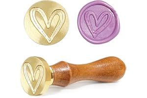 HAREWU Sello de Forma del corazón mango de madera y cabeza de latón, sello lacre personalizado, para Sobres de Boda Invitaciones, tarjetas, paquetes de vino, envoltorios de regalo