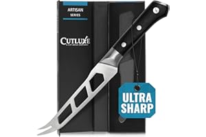 Cutluxe Nóż do sera o długości 13 cm do miękkich i twardych serów - ząbkowane ostrze, nieprzywierająca końcówka widelca i nieprzywierająca - niemiecka stal wysokowęglowa - ergonomiczny uchwyt - seria