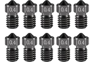 AITRIP 10 pcs Extruder Nozzles for V6 3D Printer High Temperature Hardened Steel Nozzle 0.4mm/1.75mm, Compatible with Makerbot, Prusa i3, Anet8,E3D