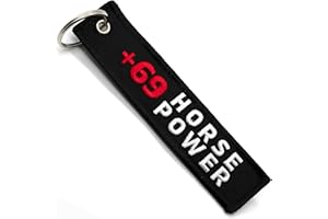 LLAVEROSMOTOR.ES Brelok do kluczy motocyklowych - prezent dla motocyklistów z tkaniny +69 HORSE POWER, akcesoria motocyklowe - oryginalne breloki - oryginalne prezenty dla motocyklistów, Czerwone,