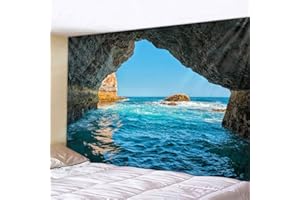 Lsimeru Wandteppich Meer Strand 150x200 Natur Landschaft Wandbehang Wandtuch Ozean Wasserfall Tapestry Tapisserie Wandkunst Tischdecke Schlafzimmer Deko