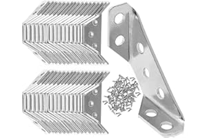 Yonality Staffa Angolare, 35 Pezzi Squadrette Angolari Acciaio Inossidabile Angolare Ferro, connettori angolari per mobili, Angolare Triangolare per Mobili in Legno Tavoli Armadi Sedie Angolari