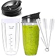 Cups with Flip Top to-go Lid Compatible with Nutri Ninja Replacement Parts Fits for Nutri Ninja Blenders - Blender Replacement Parts (24 OZ)