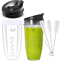 Lot 2 GENUINE Ninja 12oz Cup W/ Spout Lid For Auto-iQ BL450 BL480 BL490 BL680
